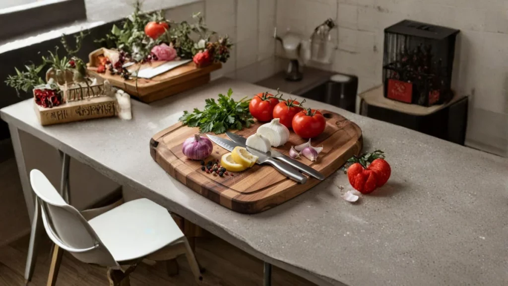 porządek na desce do krojenia w kuchni